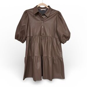 Karlie Brown Faux Leather Tier Dress​